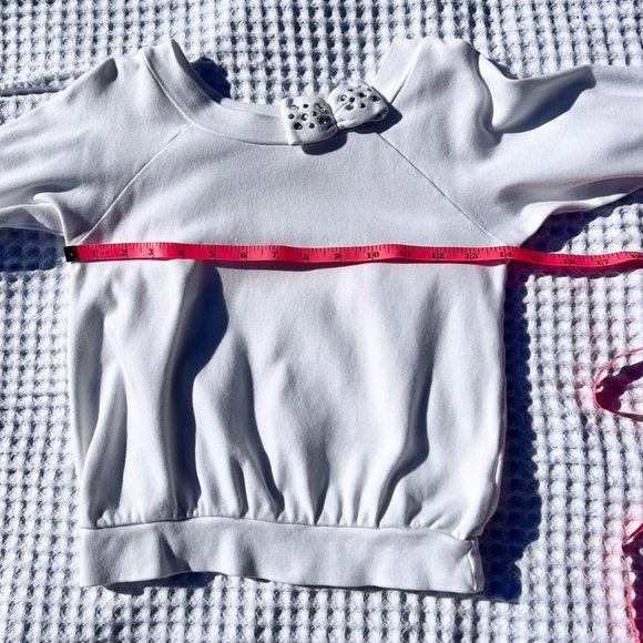 Boat Neck Top w/ Three-Quarter Cuffed Sleeves & Sequin Decorated Bow at Neck - Picture 9 of 14